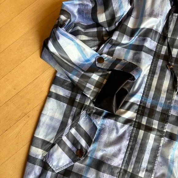 ANGEL brand blue plaid rain/wind jacket, S CB 2184 - Picture 3 of 8